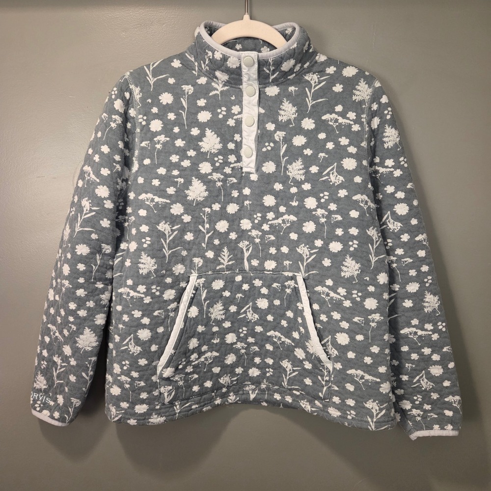 Orvis Women's Floral Print‎ Quilted Snap Front Sweatshirt Size M 100% Cotton
